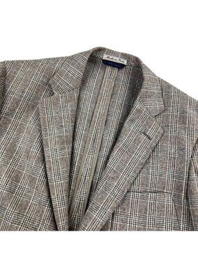 Belvest Mens Unstructured Unlined Blazer Brown/Beige Plaid • Size 52 IT | 42R US